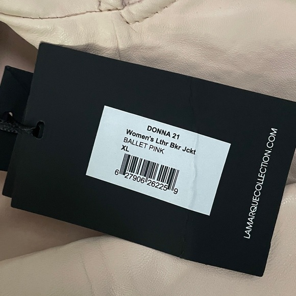 Lamarque Donna Leather Biker Jacket in Ballet Pink Size XL - Picture 9 of 16